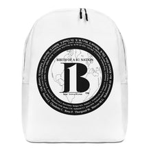 Load image into Gallery viewer, "Birth of A-b1 Nation", displayed are the names of many prominent B1 figures in our history/ Black, Black "B"/Minimalist Backpack - A-b1.com