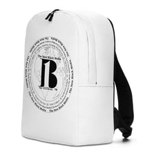 Load image into Gallery viewer, "The New Black Media", displayed are the names of the members of the new Black media/ White, Black "B"/ Minimalist Backpack/ White - A-b1.com