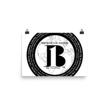 Load image into Gallery viewer, "Birth of A-b1 Nation", displayed are the names of many prominent B1 figures in our history/ Black, Black "B"/Poster - A-b1.com