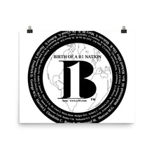 Load image into Gallery viewer, "Birth of A-b1 Nation", displayed are the names of many prominent B1 figures in our history/ Black, Black "B"/Poster - A-b1.com