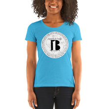 Load image into Gallery viewer, "Birth of A b1 Nation", displayed are the names of many prominent B1 figures in our history/ White, Black "B"/Ladies' short sleeve t-shirt in many colors - A-b1.com
