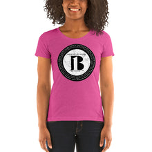 Load image into Gallery viewer, "Birth of A-b1 Nation", displayed are the names of many prominent B1 figures in our history/ Black, Black "B"/Ladies' short sleeve t-shirt in many colors - A-b1.com