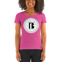 Load image into Gallery viewer, "Birth of A b1 Nation", displayed are the names of many prominent B1 figures in our history/ White, Black "B"/Ladies' short sleeve t-shirt in many colors - A-b1.com