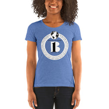 Load image into Gallery viewer, "Birth of A-b1 Nation", displayed are the names of many prominent B1 figures in our history/ Top Globe, White, White "B"/Ladies' short sleeve t-shirt in many colors - A-b1.com