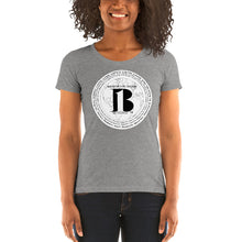 Load image into Gallery viewer, "Birth of A b1 Nation", displayed are the names of many prominent B1 figures in our history/ White, Black "B"/Ladies' short sleeve t-shirt in many colors - A-b1.com