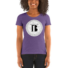 Load image into Gallery viewer, "Birth of A b1 Nation", displayed are the names of many prominent B1 figures in our history/ White, Black "B"/Ladies' short sleeve t-shirt in many colors - A-b1.com