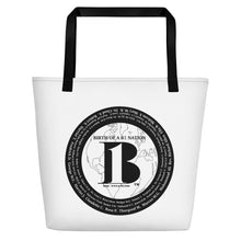 Load image into Gallery viewer, &quot;Birth of A-b1 Nation&quot;, displayed are the names of many prominent B1 figures in our history/ Black, Black &quot;B&quot;/Beach Bag/ White - A-b1.com
