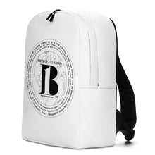 Load image into Gallery viewer, Birth of A-b1 Nation&quot; displayed are the names of many prominent B1 figures in our history/ White, White &quot;B&quot;/Minimalist Backpack - A-b1.com

