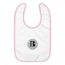 Load image into Gallery viewer, &quot;A-b1 World&quot;/Embroidered Baby Bib/ White &amp; light Blue/ Heather Gray&amp; White/ White &amp; Pink - A-b1.com
