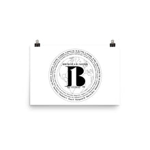 Load image into Gallery viewer, &quot;Birth of A-b1 Nation&quot;, displayed are the names of many prominent B1 figures in our history/ White, Black &quot;B&quot;/Poster - A-b1.com
