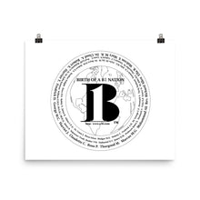 Load image into Gallery viewer, &quot;Birth of A-b1 Nation&quot;, displayed are the names of many prominent B1 figures in our history/ White, Black &quot;B&quot;/Poster - A-b1.com
