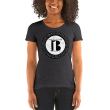 Load image into Gallery viewer, &quot;Birth of A-b1 Nation&quot;, displayed are the names of many prominent B1 figures in our history/ Black, Black &quot;B&quot;/Ladies&#39; short sleeve t-shirt in many colors - A-b1.com

